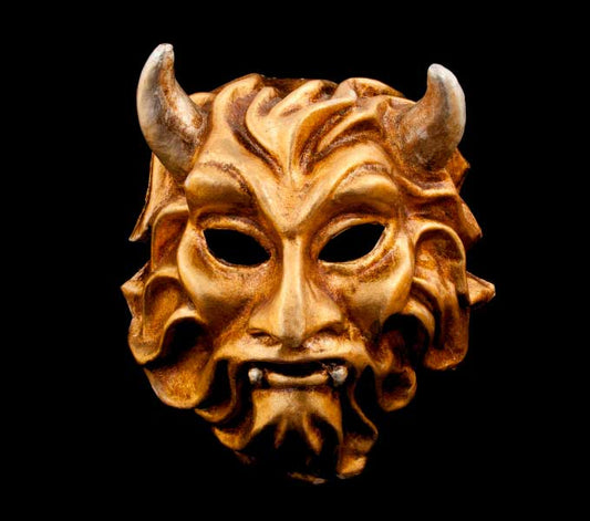 Masque Vénitien Diable / Diablo Doré – Finition Antique – Artisanat Authentique de Venise