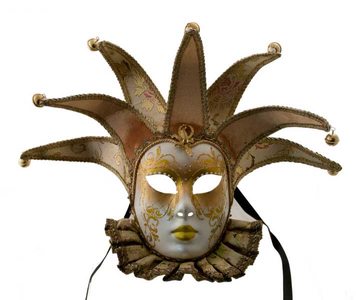 Masque Muse à Bavière Volto Jolly Jaune et Doré – Artisanat Authentique de Venise