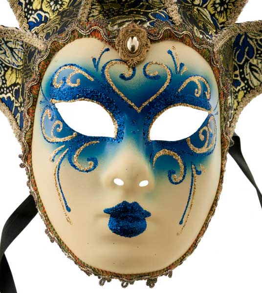 Masque Elfe Volto Jolly Bleu à 5 Pointes – Artisanat Authentique de Venise