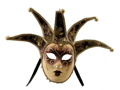 Masque Elfe Volto Jolly Marron à 5 Pointes – Artisanat Authentique de Venise