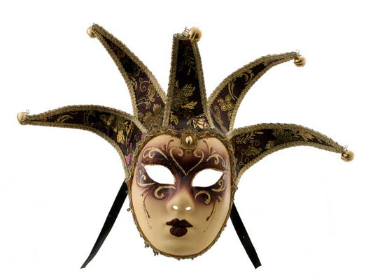 Masque Elfe Volto Jolly Marron à 5 Pointes – Artisanat Authentique de Venise