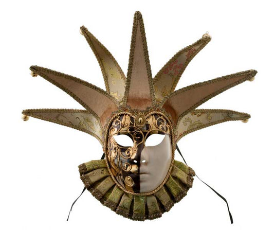 Masque Musica à Bavière Volto Jolly Marron et Doré – Artisanat Authentique de Venise