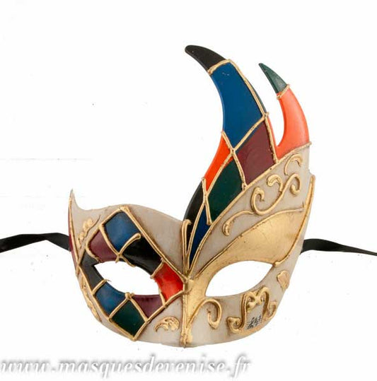 Masque Colombine Cygne Multicolore Doré – Artisanat Authentique de Venise