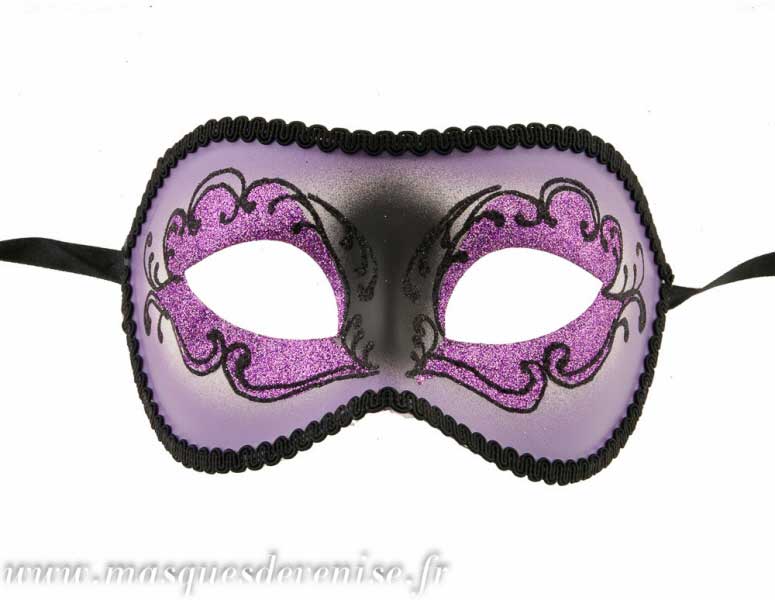 Masque Colombine Violet et Noir Loup Vénitien – Artisanat Authentique de Venise