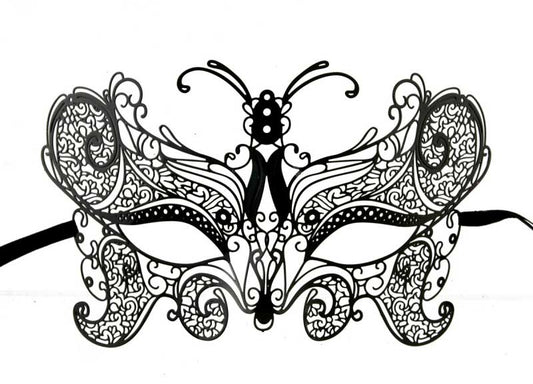 Masque Vénitien Loup Papillon en Dentelle de Métal – Artisanat Authentique de Venise