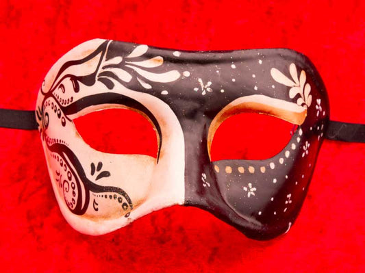 Masque Colombine Natalia Noir et Blanc – Artisanat Authentique de Venise