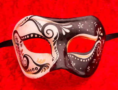 Masque Colombine Ornella Noir et Blanc – Artisanat Authentique de Venise