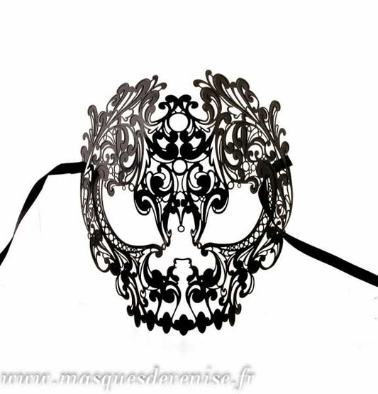 Masque Tête de Mort Royal Line en Dentelle de Métal – Artisanat Authentique de Venise