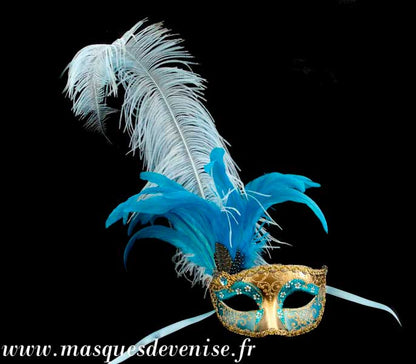 Masque Loup French Cancan à Plumes – Artisanat Authentique de Venise