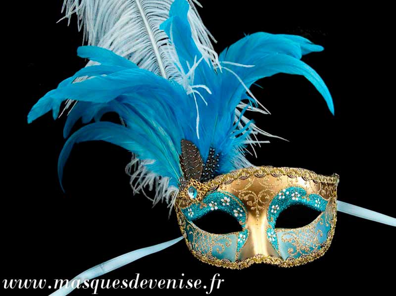Masque Loup French Cancan à Plumes – Artisanat Authentique de Venise