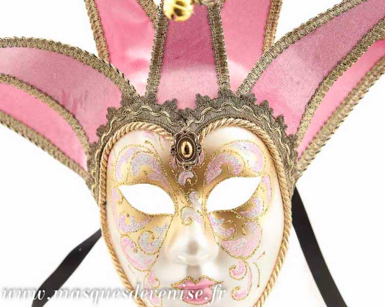 Masque Volto Jolly Rose et Doré à 7 Pointes – Artisanat Authentique de Venise
