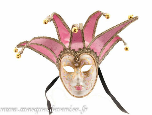 Masque Volto Jolly Rose et Doré à 7 Pointes – Artisanat Authentique de Venise