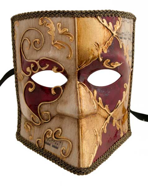 Masque Vénitien Bauta Asso Mamo Rouge – Artisanat Authentique de Venise