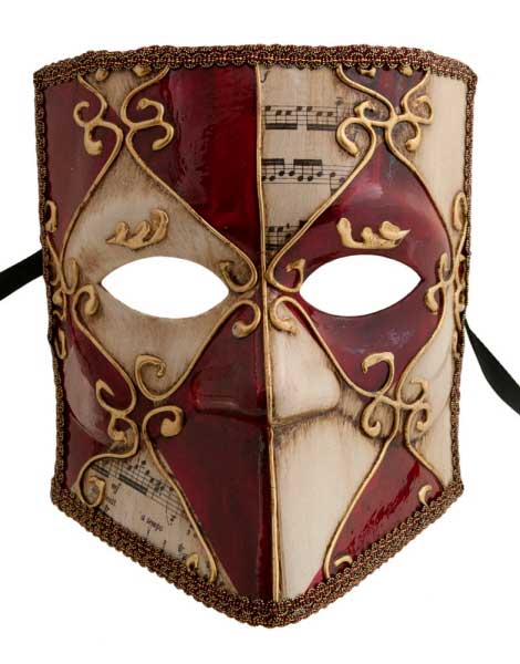 Masque Vénitien Bauta Rouge et Blanc Écru – Artisanat Authentique de Venise