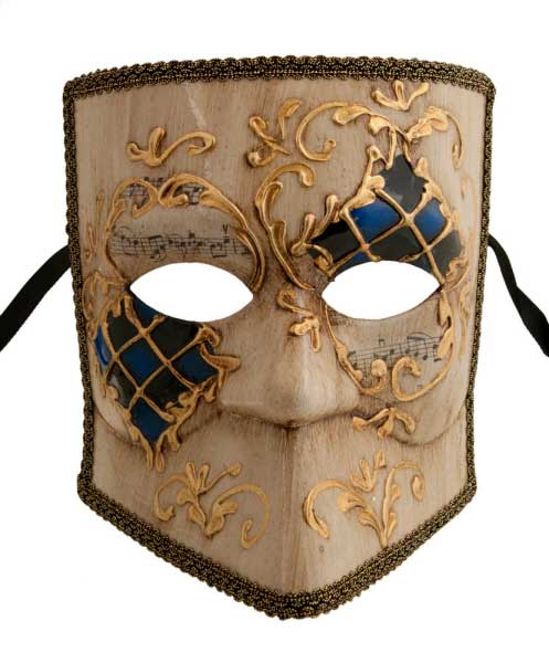 Masque Vénitien Bauta Asso Mamo Bleu – Artisanat Authentique de Venise