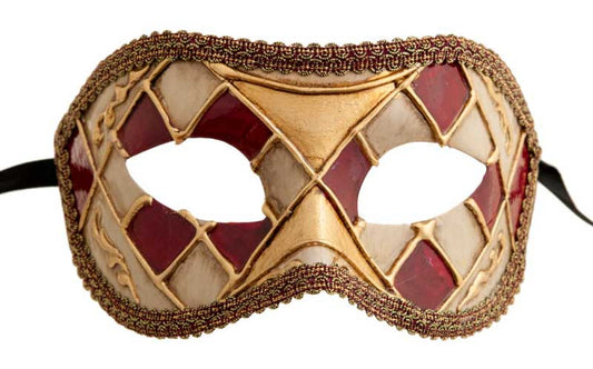 Masque Colombine à Dorure Mosaïque Bordeaux – Artisanat Authentique de Venise