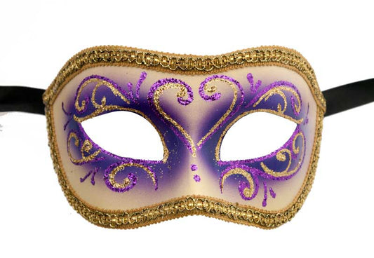 Masque Colombine Vénitien Violet – Artisanat Authentique de Venise