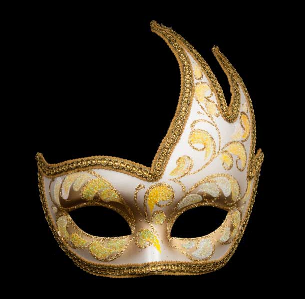 Masque Colombine Cygne Jaune – Artisanat Authentique de Venise