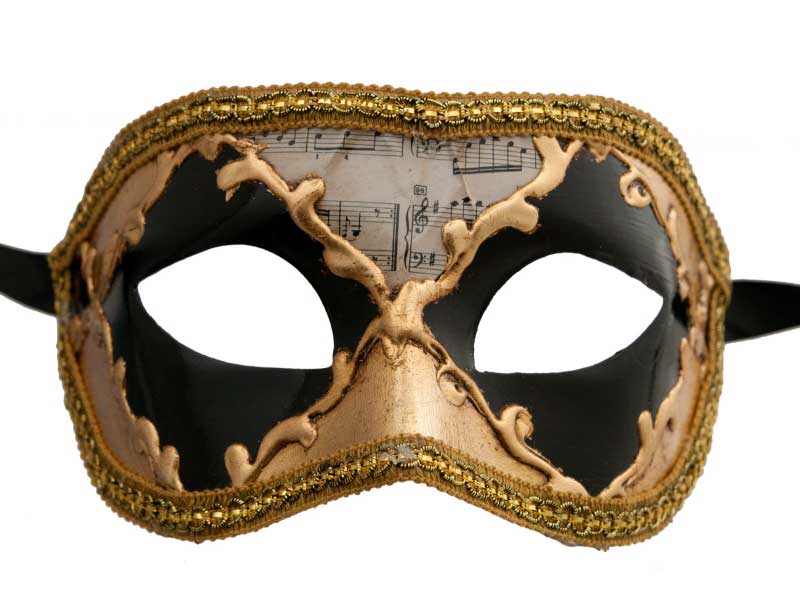 Masque Colombine Doré et Noir – Artisanat Authentique de Venise