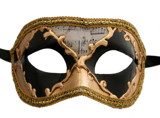 Masque Colombine Doré et Noir – Artisanat Authentique de Venise