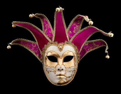 Masque Symphonie Volto Jolly Rose et Doré – Artisanat Authentique de Venise