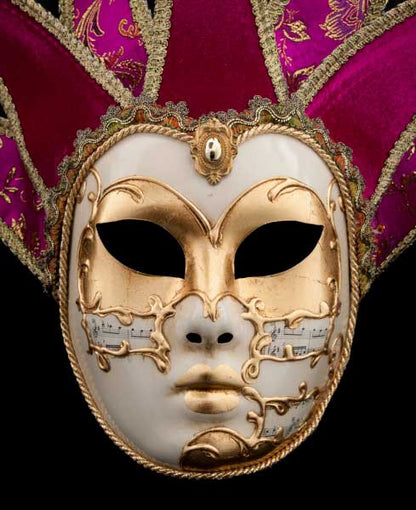 Masque Symphonie Volto Jolly Rose et Doré – Artisanat Authentique de Venise
