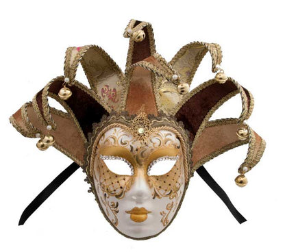 Masque Duchesse Volto Jolly Jaune et Doré – Artisanat Authentique de Venise