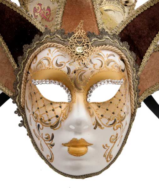 Masque Duchesse Volto Jolly Jaune et Doré – Artisanat Authentique de Venise