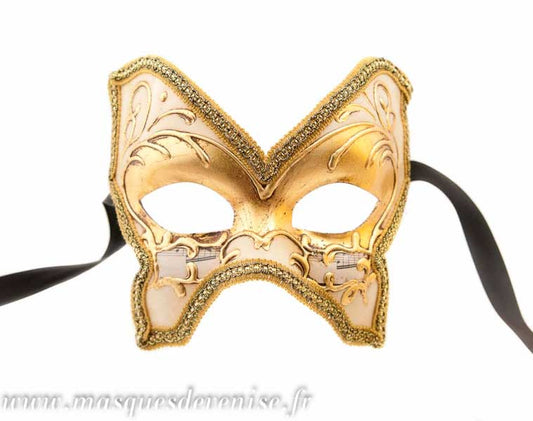 Masque Colombine Farfallina Doré Loup Vénitien – Artisanat Authentique de Venise