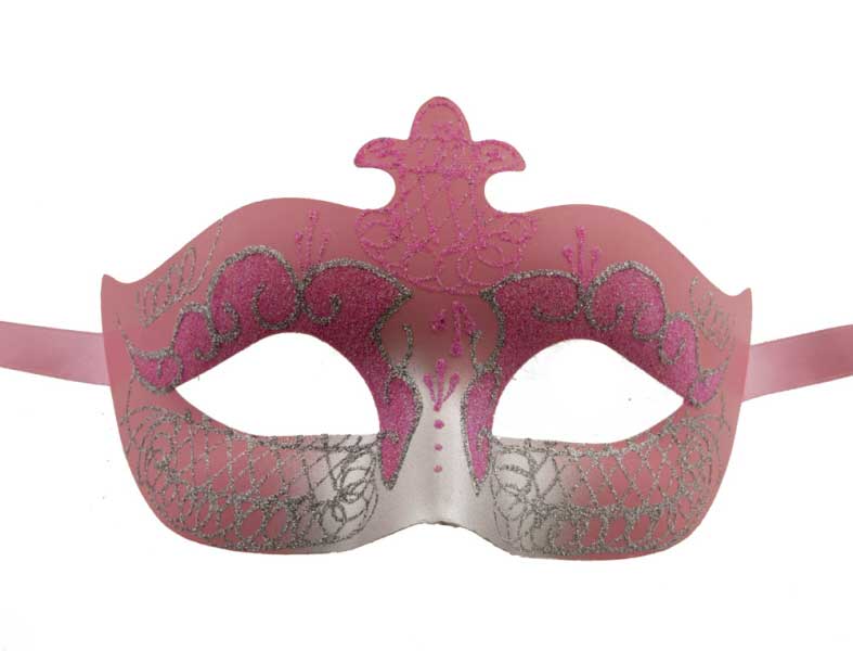 Masque Colombine Rose et Argenté – Artisanat Authentique de Venise