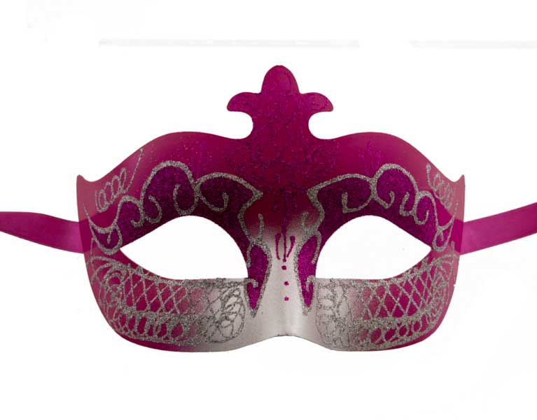 Masque Colombine Rose et Argenté – Artisanat Authentique de Venise