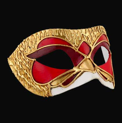 Masque Civette Colombine Rouge Symphonie – Artisanat Authentique de Venise