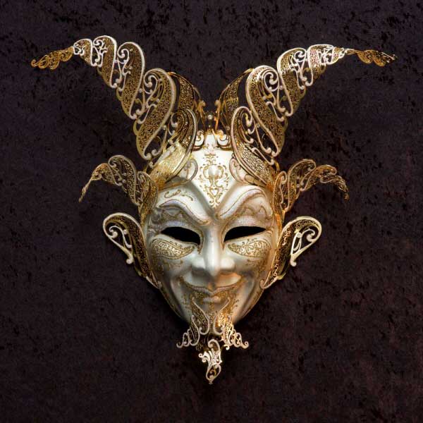 Masque Vénitien Volto Diable en Papier Mâché et Métal – Artisanat Authentique de Venise