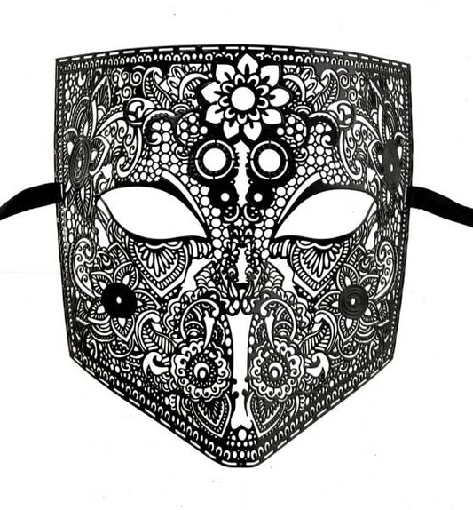 Masque Vénitien Bauta en Métal Filigrane Noir – Artisanat Authentique de Venise
