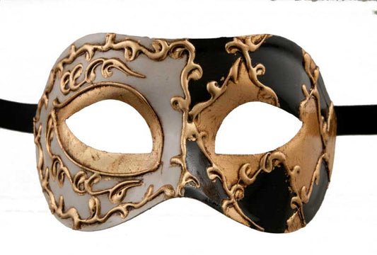 Masque Colombine Arlequin Noir et Doré – Artisanat Authentique de Venise