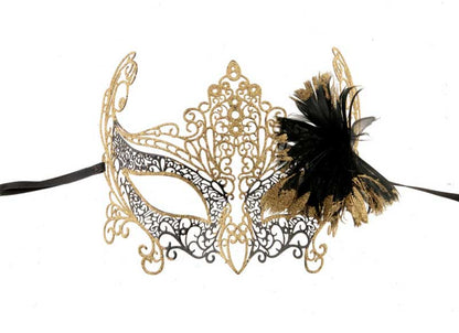 Masque de Venise Loup Papillon Doré à Plumes – Artisanat Authentique de Venise