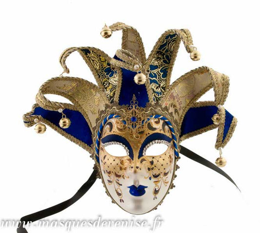 Masque Volto Jolly Bleu à 8 Pointes – Artisanat Authentique de Venise