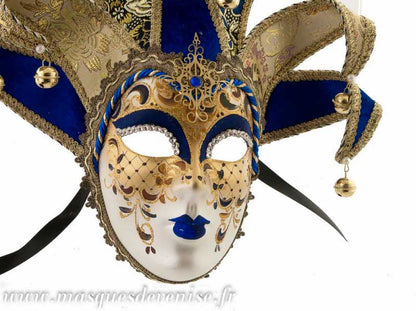 Masque Volto Jolly Bleu à 8 Pointes – Artisanat Authentique de Venise