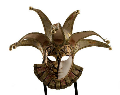 Masque Musica à Bavière Volto Jolly Brun et Doré – Artisanat Authentique de Venise