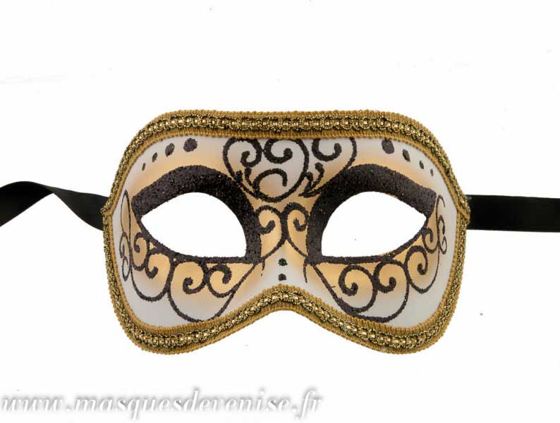 Masque Colombine Julia Noir et Doré – Élégance Intemporelle du Carnaval de Venise