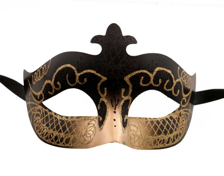 Masque Colombine Noir et Doré – Artisanat Authentique de Venise