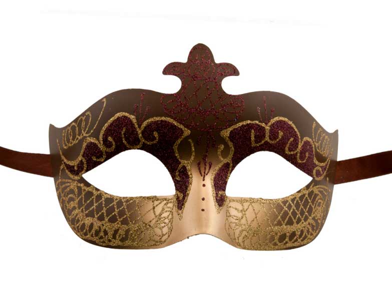 Masque Colombine Marron et Doré – Artisanat Authentique de Venise