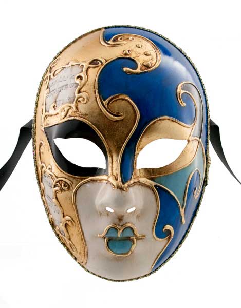 Masque Volto Milo Bleu et Doré – Artisanat Authentique de Venise