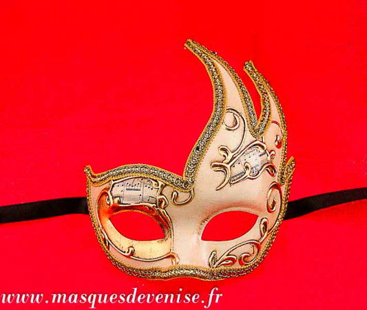 Masque Colombine Cygne Musica Crème – Artisanat Authentique de Venise