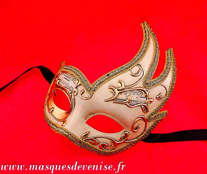 Masque Colombine Cygne Musica Crème – Artisanat Authentique de Venise