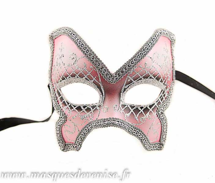 Masque Colombine Farfella Rose Pâle – Artisanat Authentique de Venise