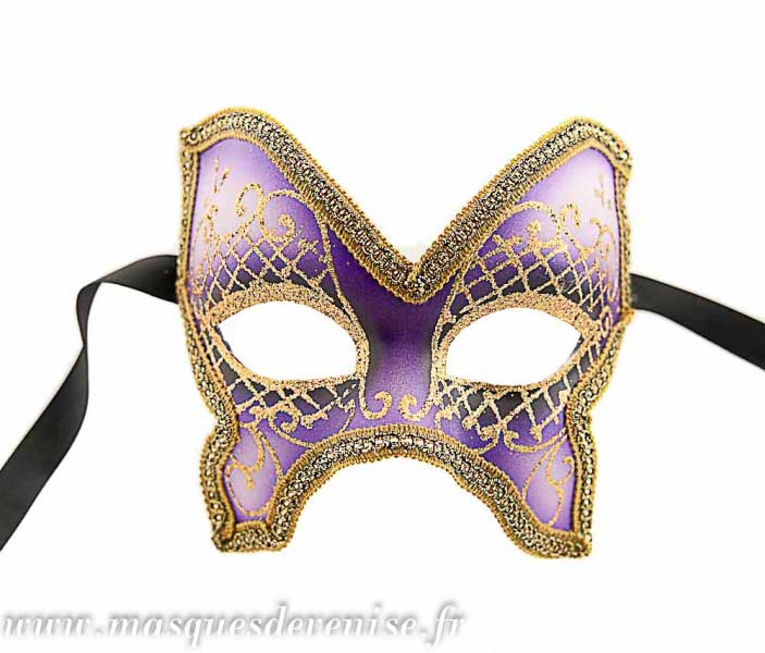 Masque Colombine Farfella Violet – Artisanat Authentique de Venise