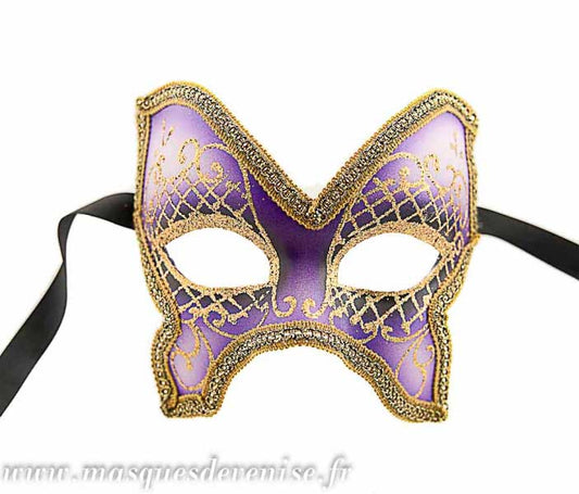 Masque Colombine Farfella Violet – Artisanat Authentique de Venise
