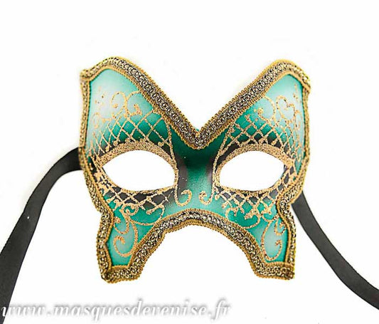 Masque Colombine Farfella en Galon Doré – Artisanat Authentique de Venise