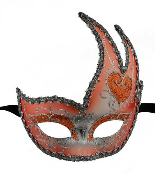 Masque Colombine Cygne Orange et Argent – Artisanat Authentique de Venise